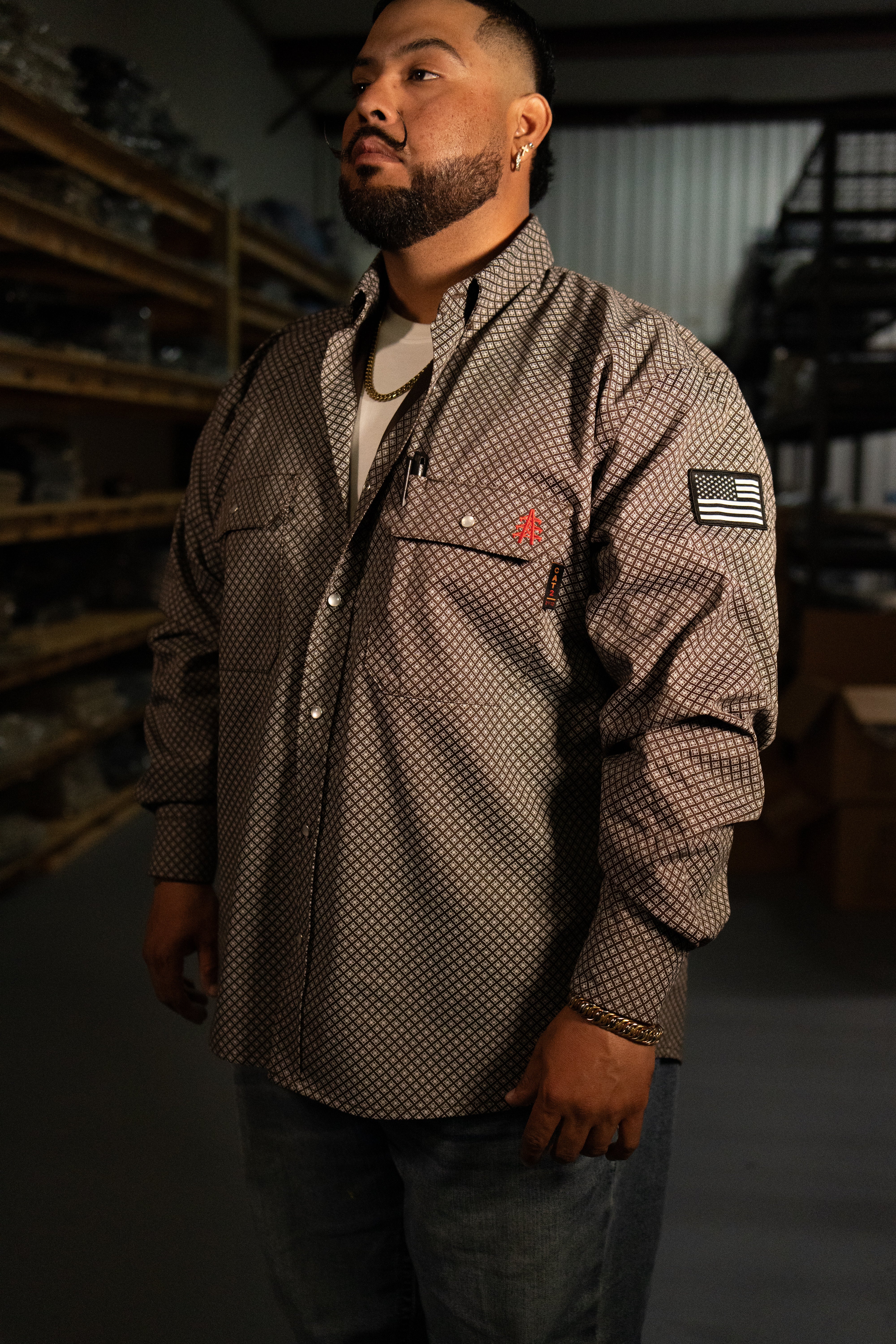 トップス c-boy style Muted Edge (No.8) FR Pearl Snap Work Shirt - Copperhead – Static FR