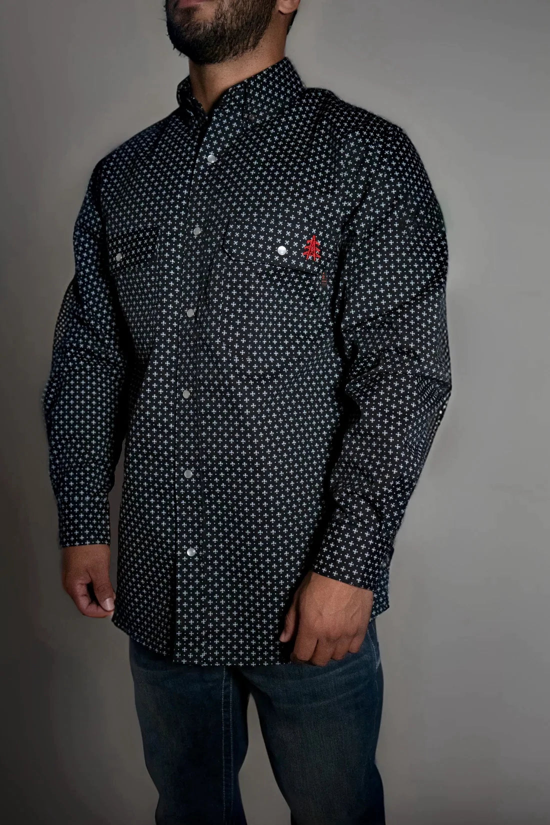 FR Pearl Snap Work Shirt Reaper Black | Static FR