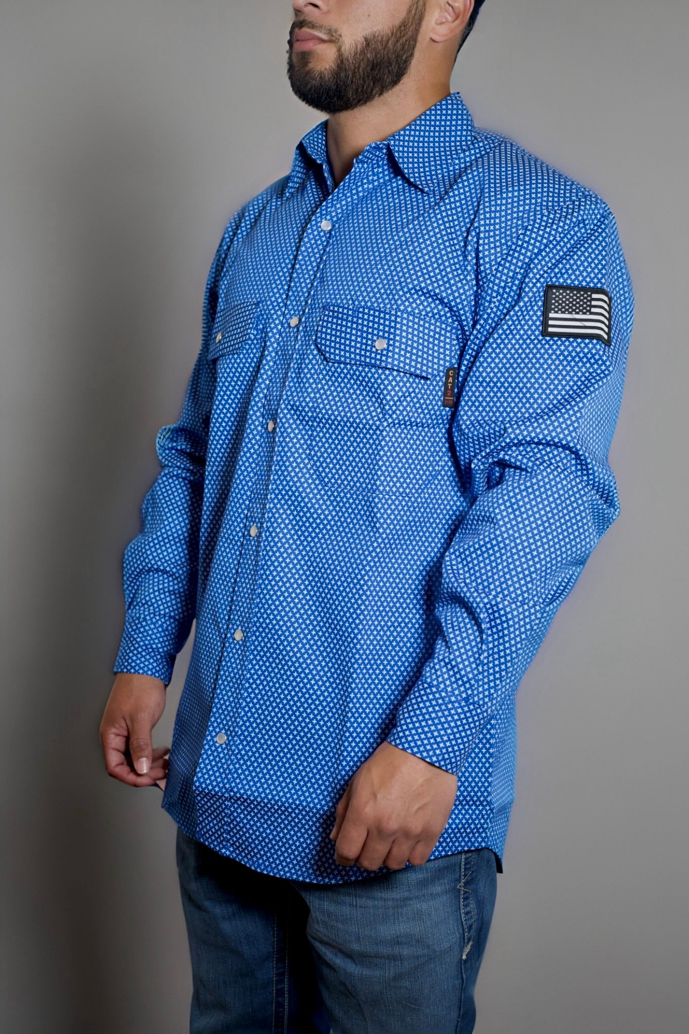 FR Pearl Snap Work Shirt - Royal Blue – Static FR