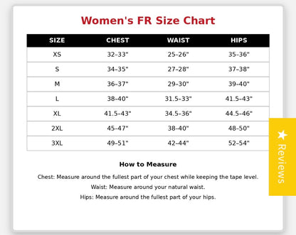 StaticFR Womens sizing chart