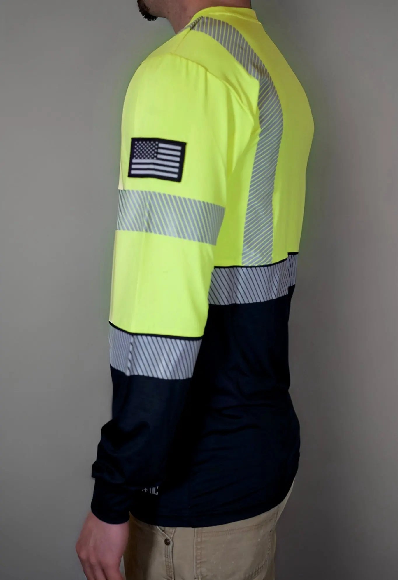 High Visibility Safety Shirt - Long Sleeve Reflective Breathable Work T-Shirt With Pockets
