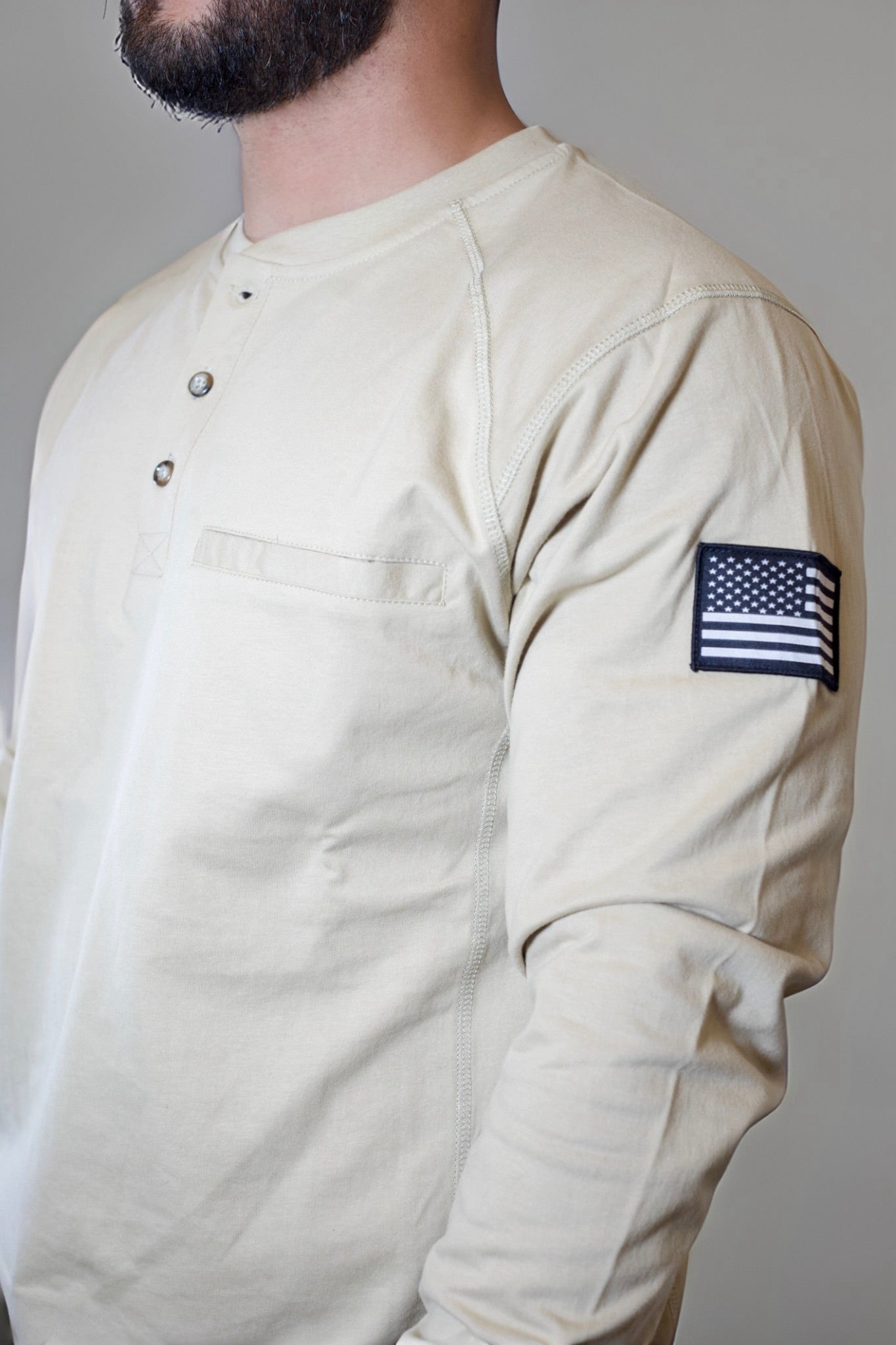FR 3-Button Henley Shirt - Tan