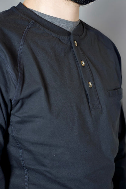 FR 3-Button Henley Shirt - Black