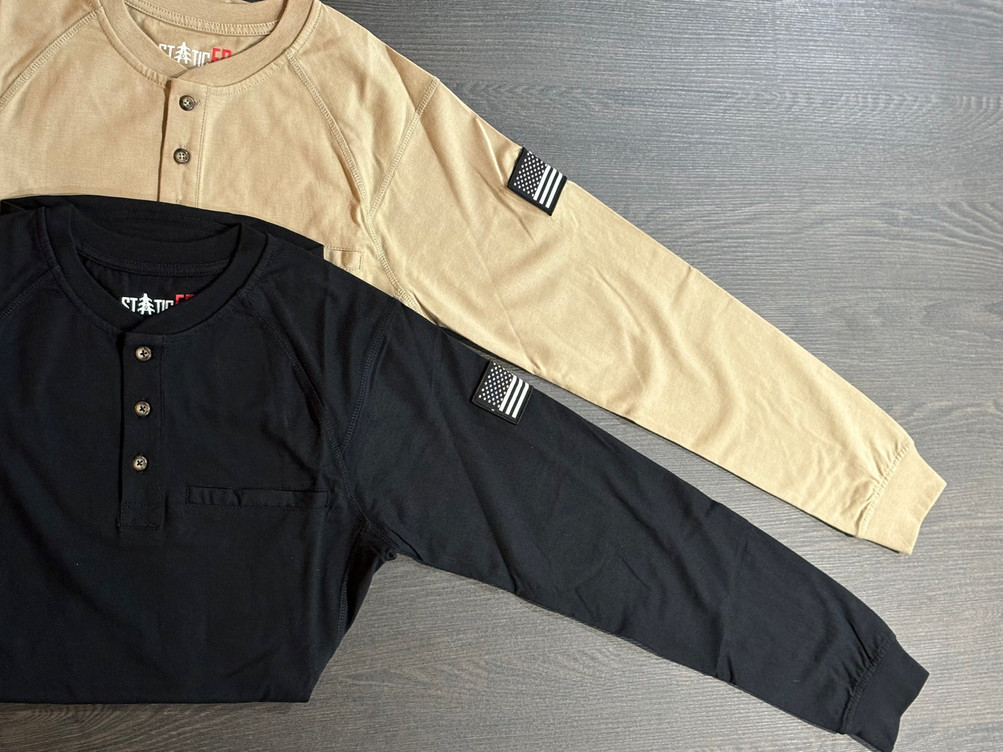 FR 3-Button Henley Shirt - Black