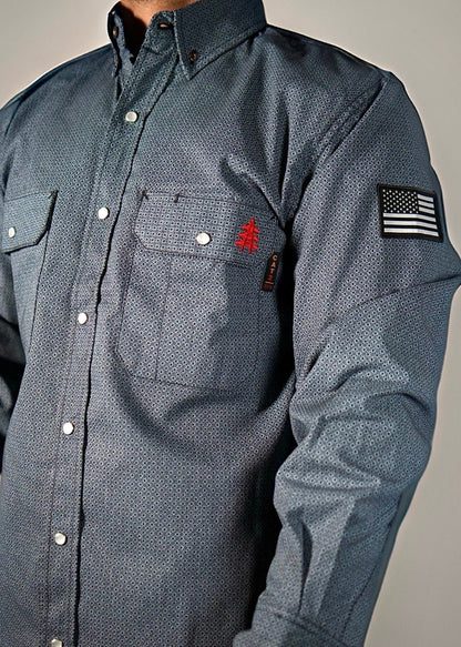 FR Pearl Snap Work Shirt - Gray