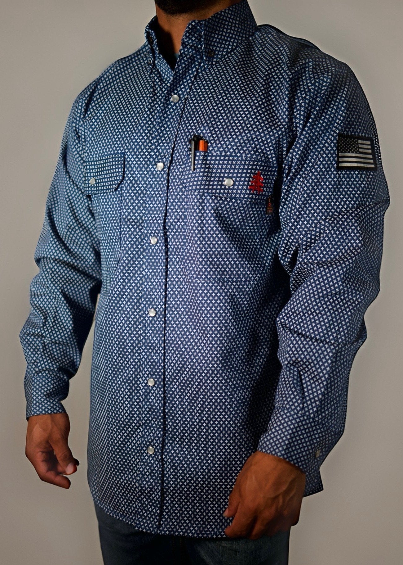 FR Pearl Snap Work Shirt - Navy