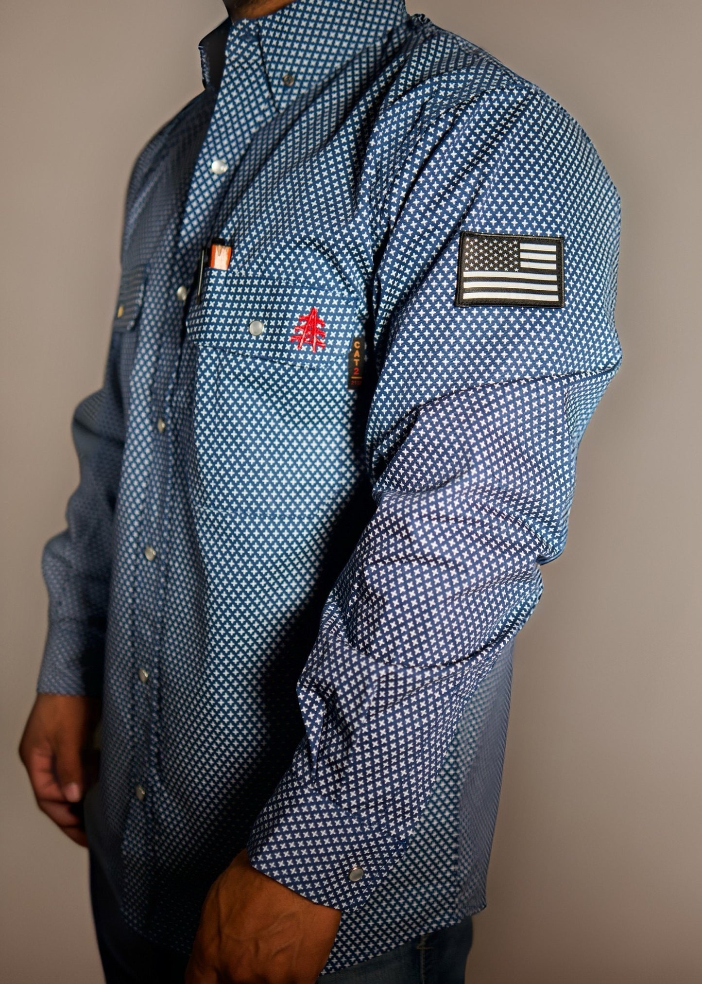 FR Pearl Snap Work Shirt - Navy