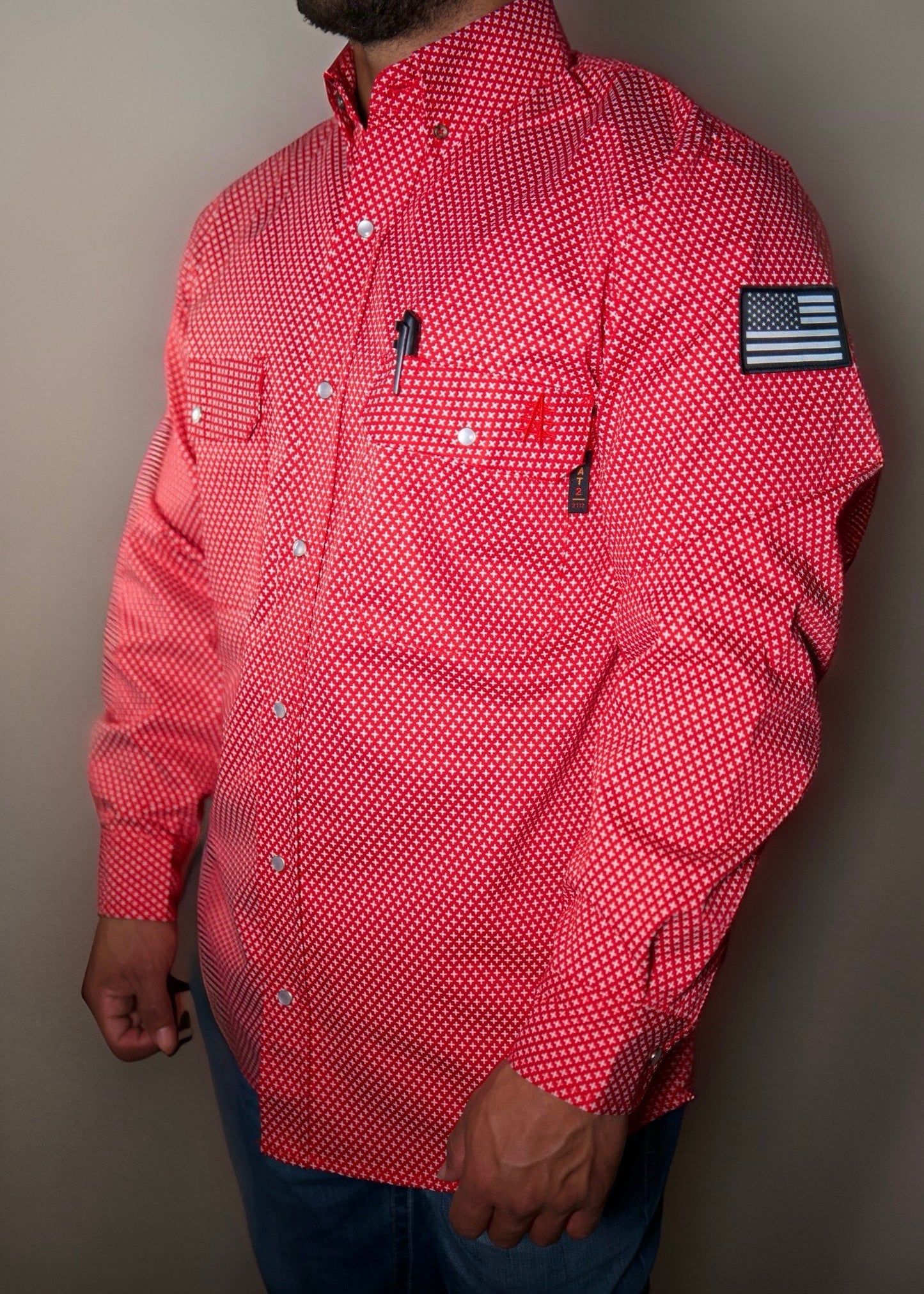 FR Pearl Snap Work shirt - Red