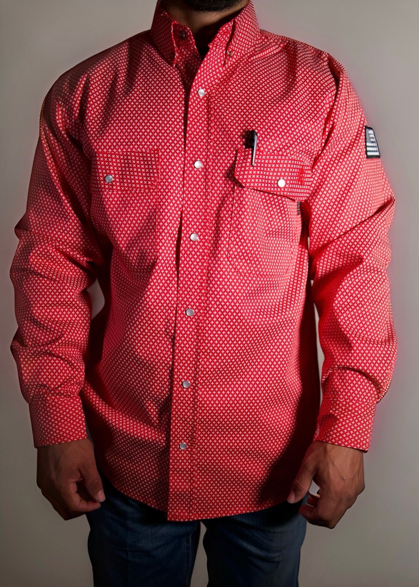 FR Pearl Snap Work shirt - Red