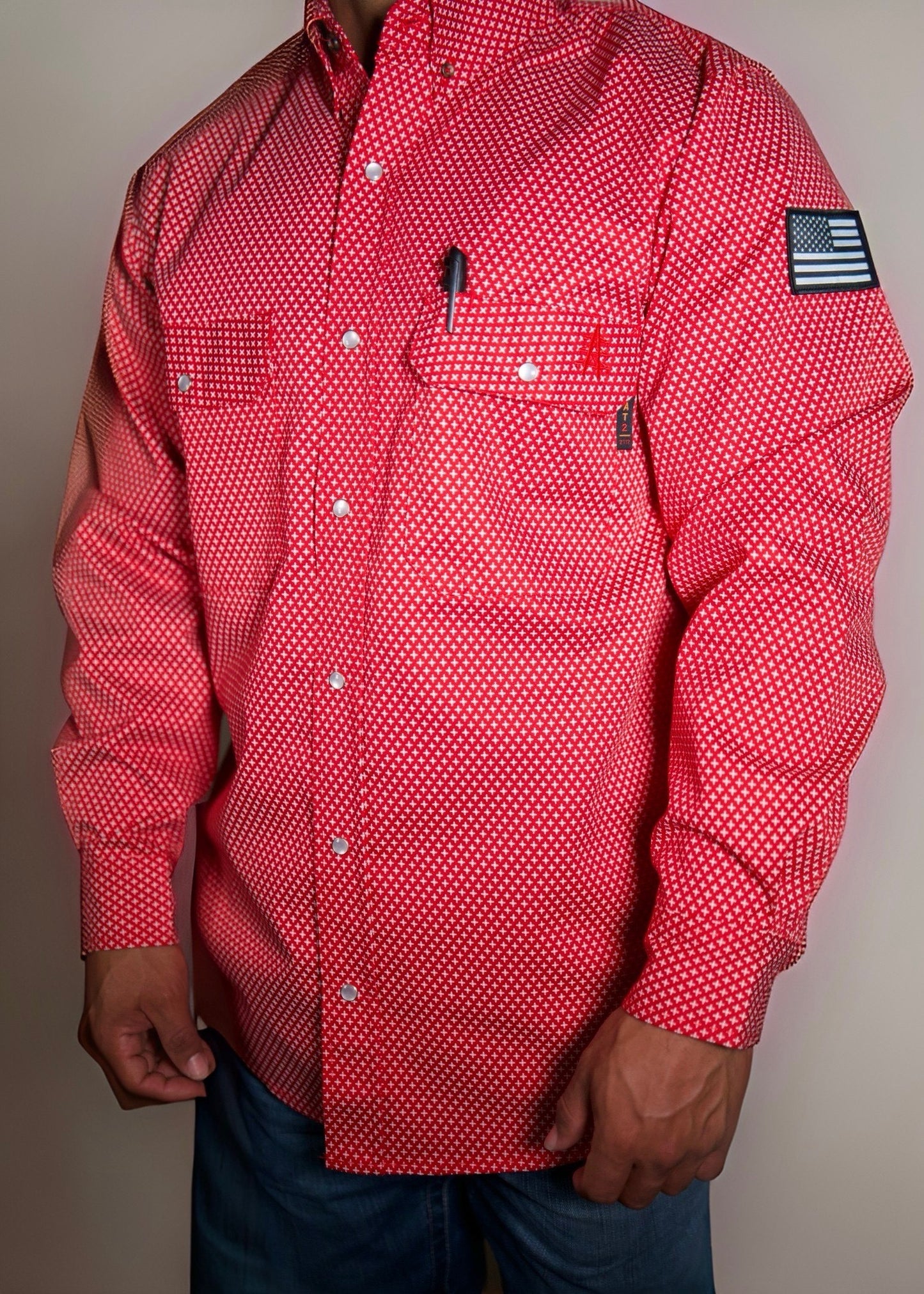 FR Pearl Snap Work shirt - Red