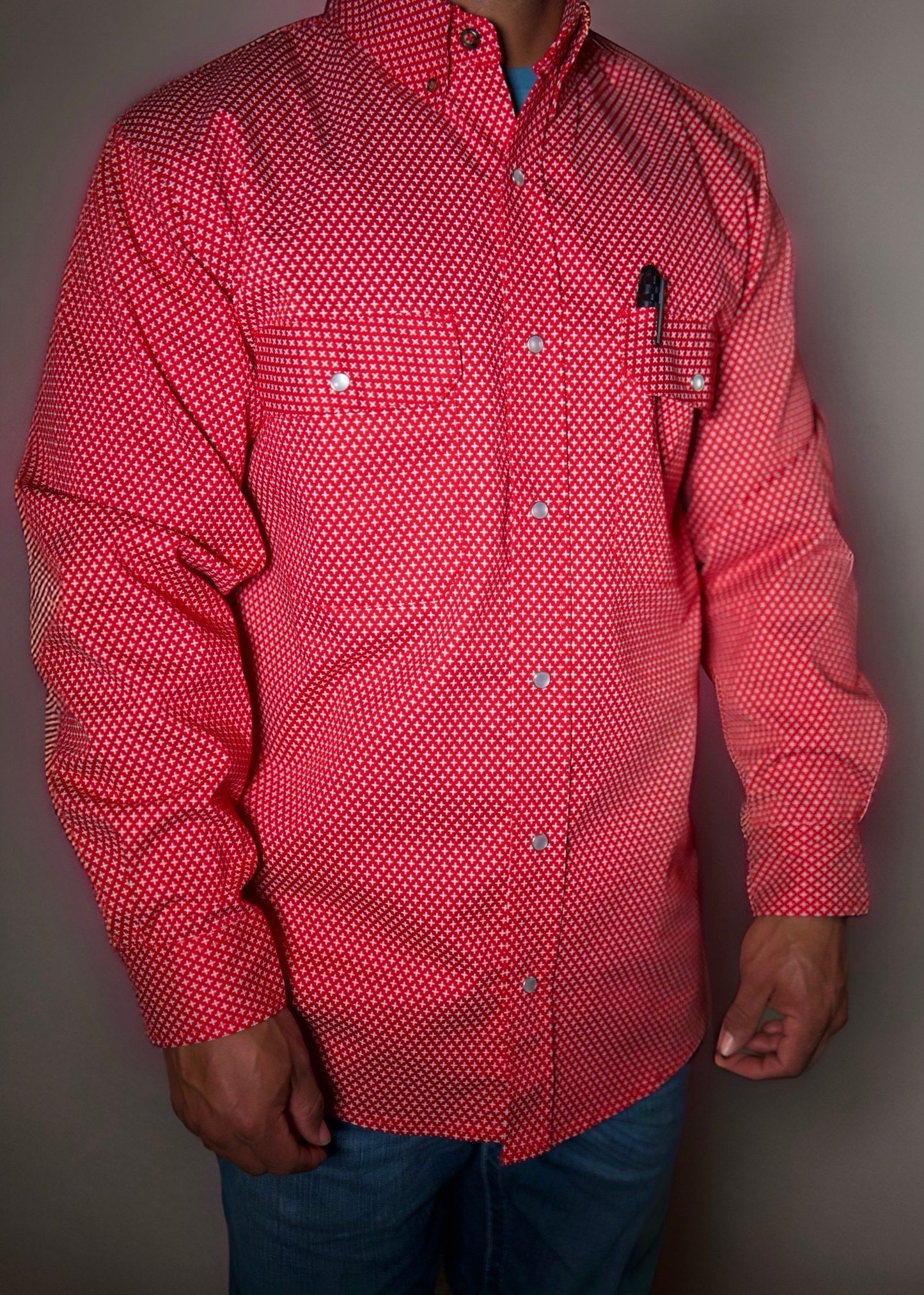 FR Pearl Snap Work shirt - Red